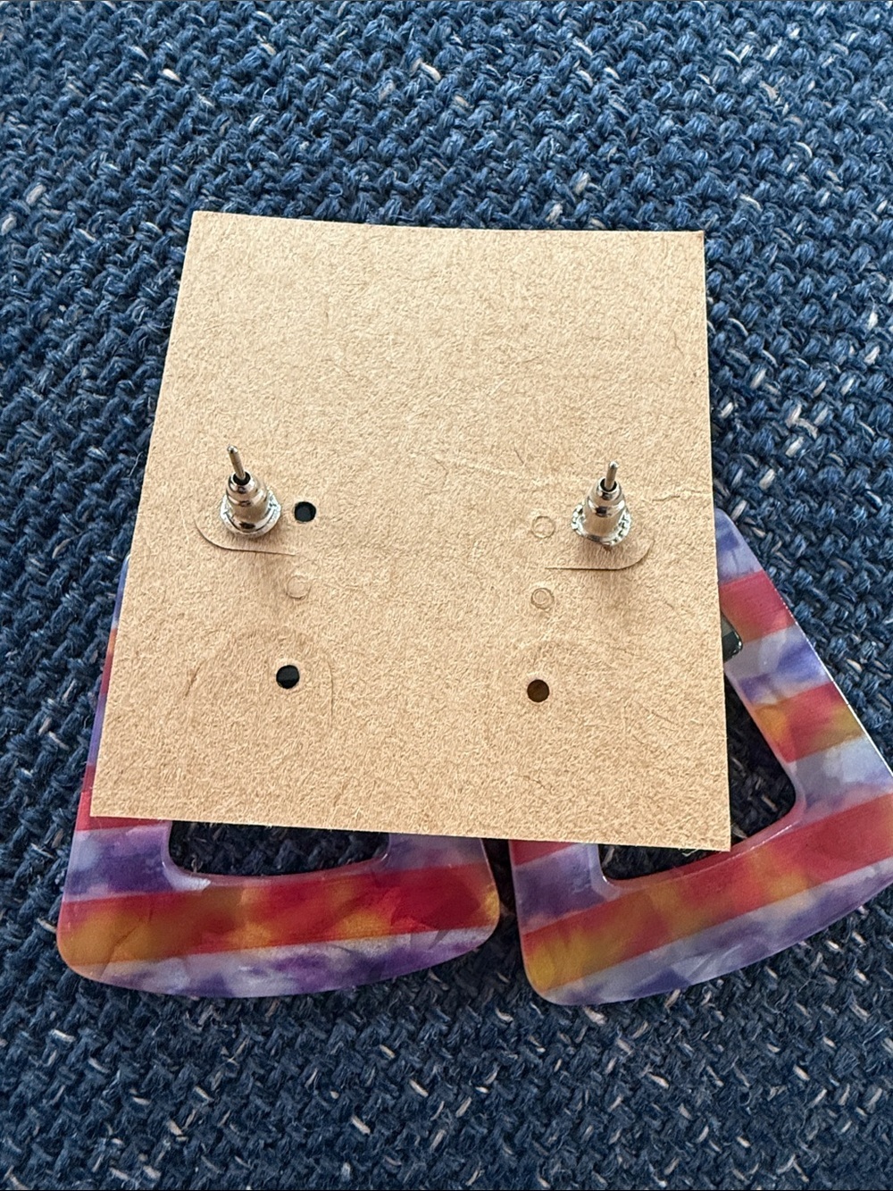 Plunder Multicolor Resin Geometric Drop Earrings - Picture 5 of 5